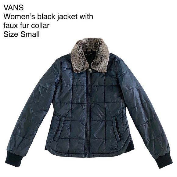 VANS Black Jacket w/Faux Fur Collar - Picture 1 of 16